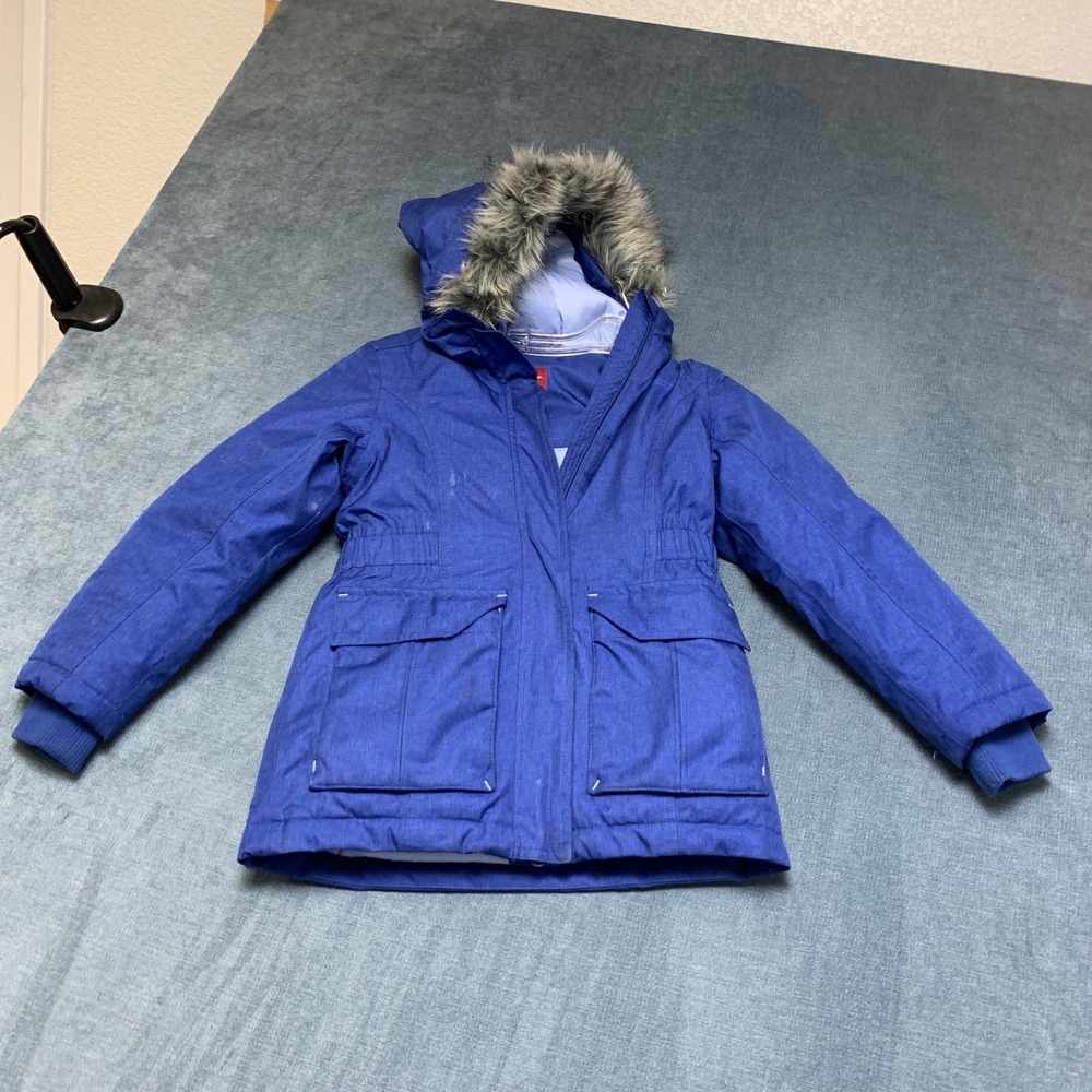 Mountain Warehouse Jacket Girls 7-8 Yrs Blue Elastic Waist Full Zip Sherpa Hood